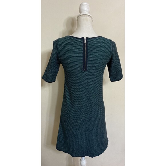 COS Textured Knit Short Sleeve Dress XS Green / Navy Cotton $135 - Picture 5 of 8